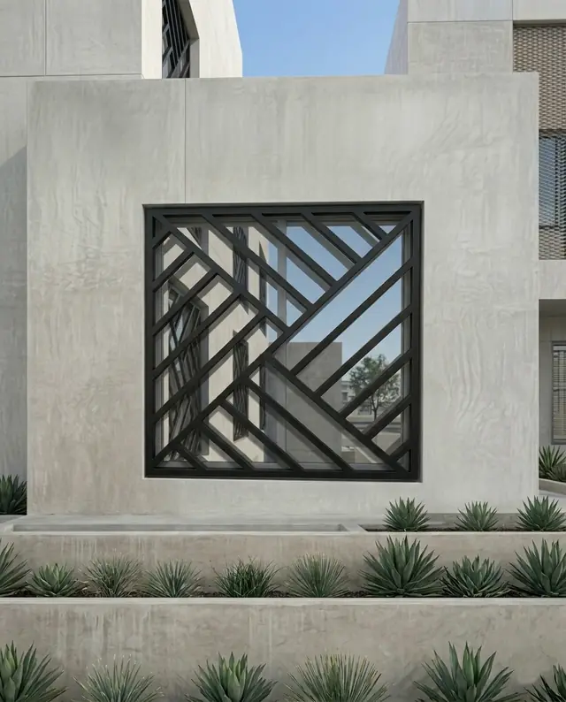 Reja cuadrada con líneas diagonales