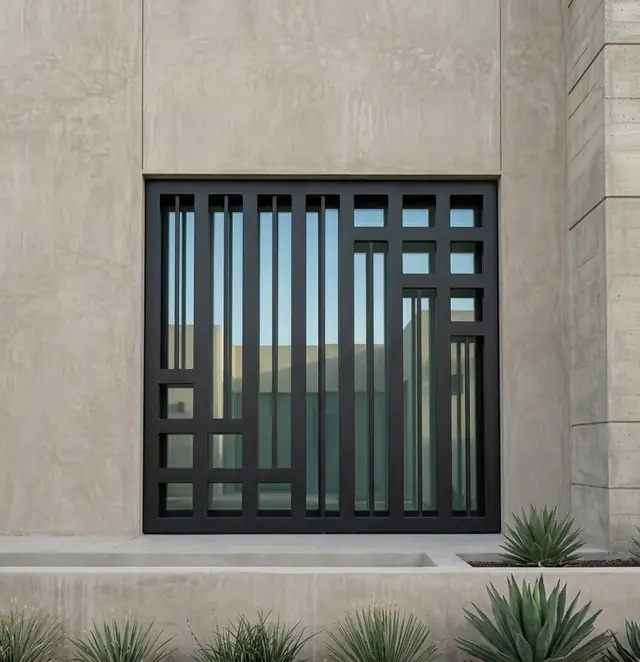 Reja de ventana con barras verticales