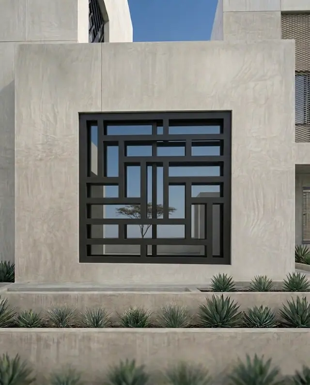 Reja de ventana con cuadrícula de rectángulos